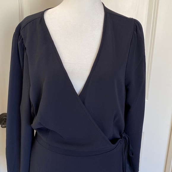 JUSTFAB- True Wrap Dress Womens Black midi Office Career lined XXL plus size - Picture 4 of 10